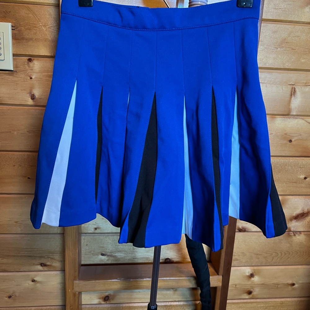 Blue, Black, and White pep, cheer, drill Pleated Skirt